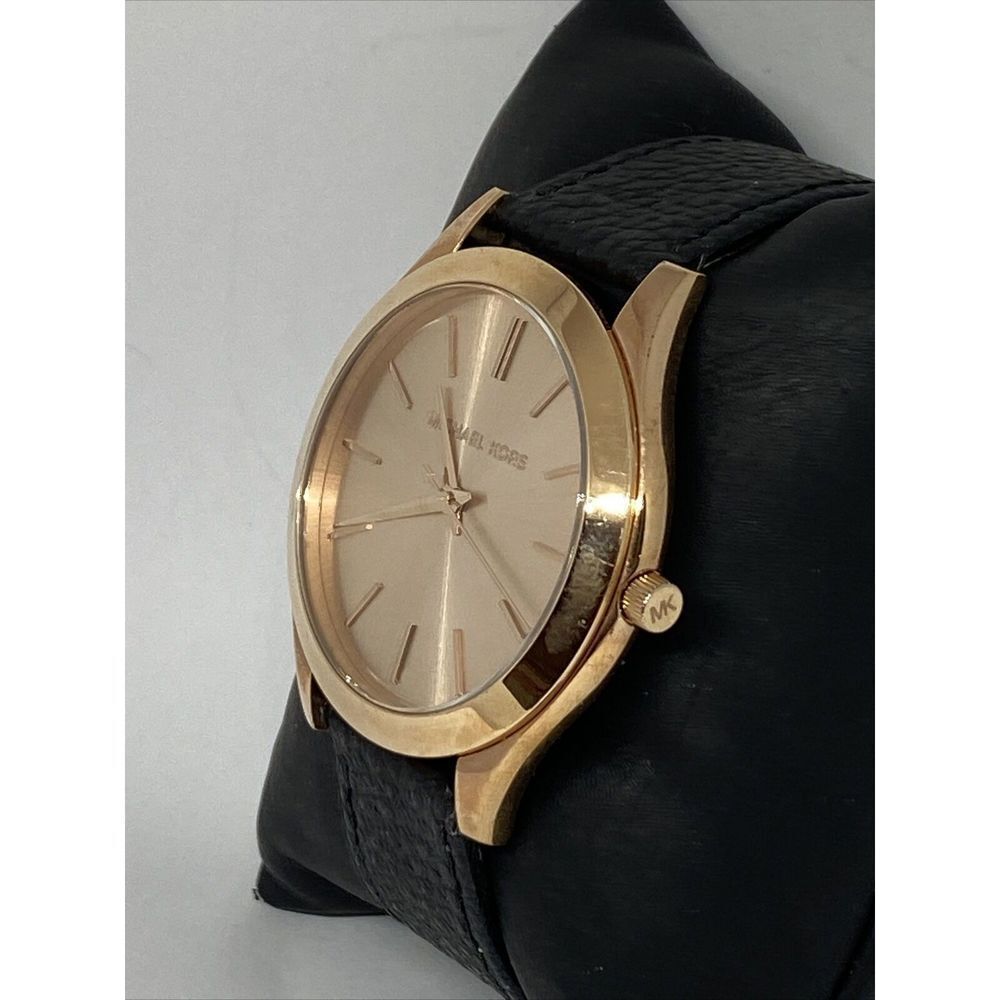 Michael Kors Runway MK3197 Unisex Black Leather Analog Dial Quartz Watch JK427 - Picture 4 of 12